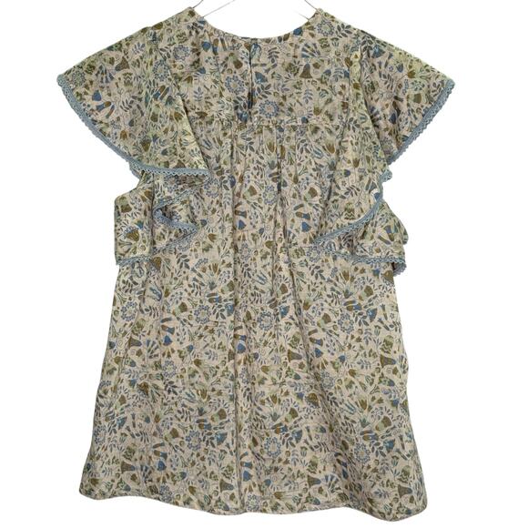 Sabina Musayev S Mandy Top Sage Print Peplum Sleeve Floral Cottage *flaw - Picture 2 of 9